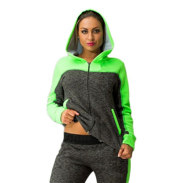 

2018 autumn winter two-piece tracksuit jogging suits for women sport suits patchwork hooded running sets sweat pants, Black;blue