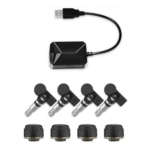 

universal usb car tpms android tire pressure monitoring system with 4 external sensors auto security alarm systems hot