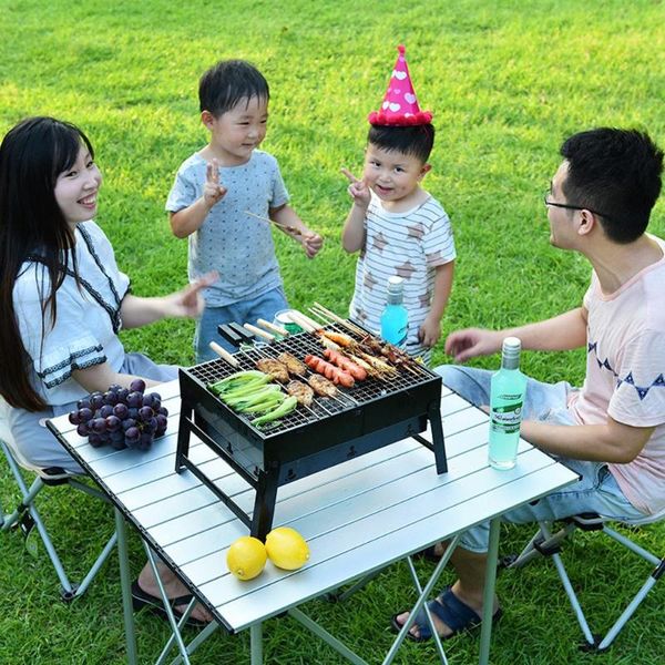 

bbq grill bakery outdoor 2 people charcoal tool carbon barbecue stove foldable barbecue tool 35*27*20cm square rack