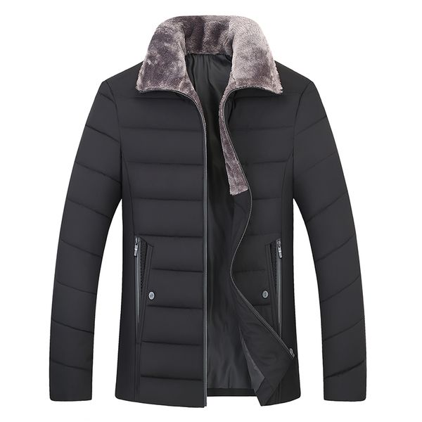 

big plus size 8xl 7xl winter jacket men thick warm down jacket mens autumn outerwear zippers fleece parka mens fur collar coat, Black