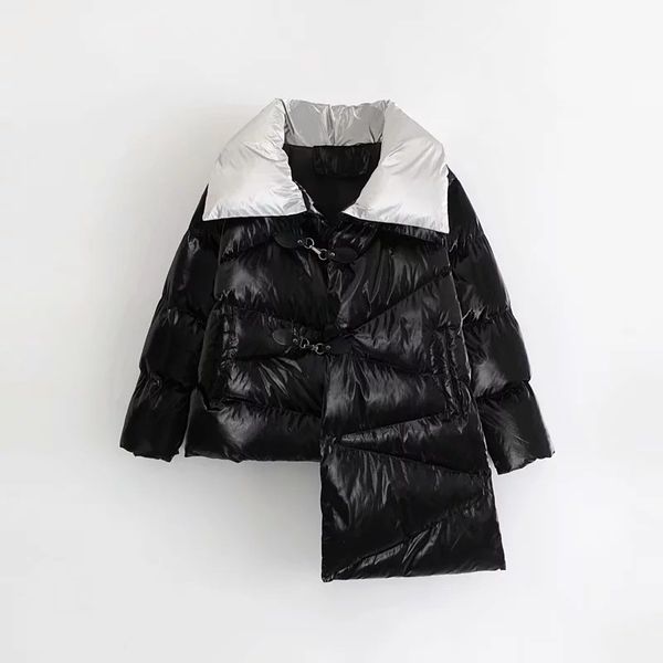 

winter woman jacket large irregular hem of the bright face cotton patchwork elegant slim thick coat women's warm jackets w1042, Black