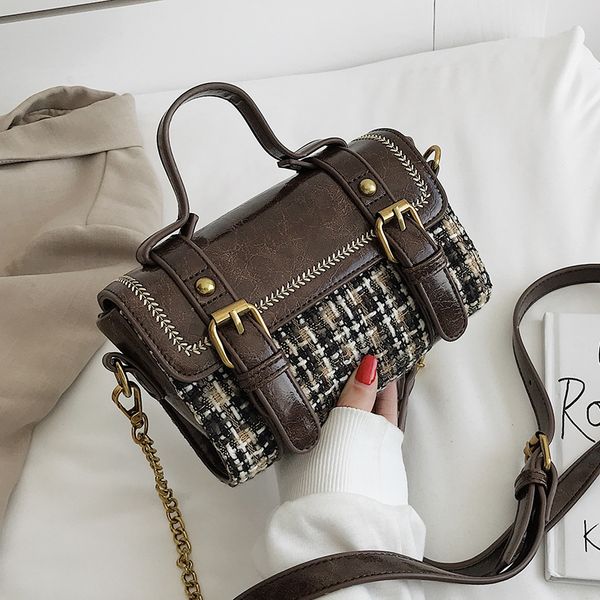 

lihuamao british style knit plaid retro fashion casual women shoulder bag ladies messenger crossbody bag