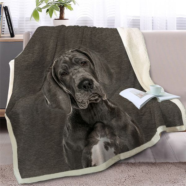 

pet dog sherpa blanket on sofa animal throw blanket for kids black gray bedspreads fur print home textiles