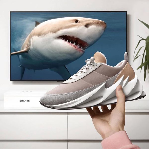 

Мужская мода Luxury Designer Sharks Concept Черно-белые кроссовки Новые кроссовки Polon Женщины Cl