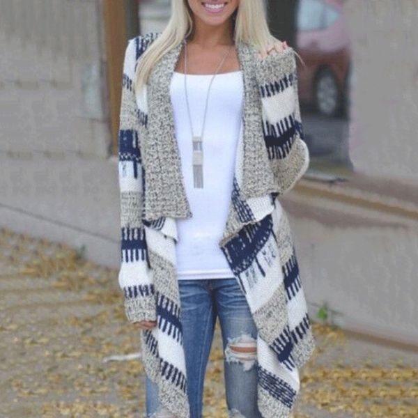 

knitting unlined upper garment suit-dress / leisure time season long sleeve loose coat, White