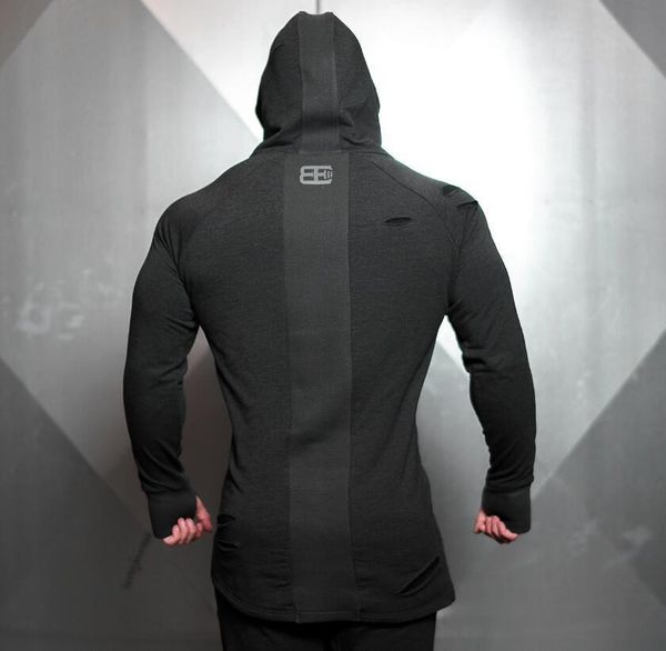 

new winter muscle men's sports running brothers fitness leisure long sleeve training hooded vests running jacket, Black;red