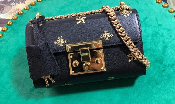 

realfine888 number,dhl 432182 mini 20cm bee shoulder small star 5a bag for women,with dust padlock bag+box+serial gpuch, Red;black