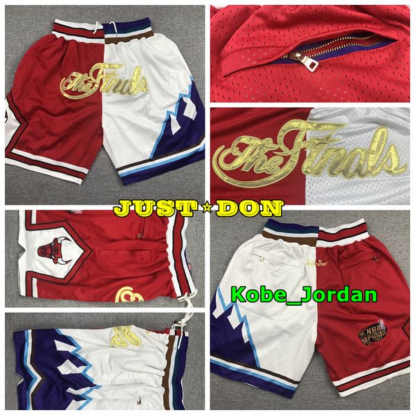 

mens just don pocket basketball shorts retro stitched jazz bulls 1997 finals edition pocket shorts lining mesh sports pocket sweatpants, Black