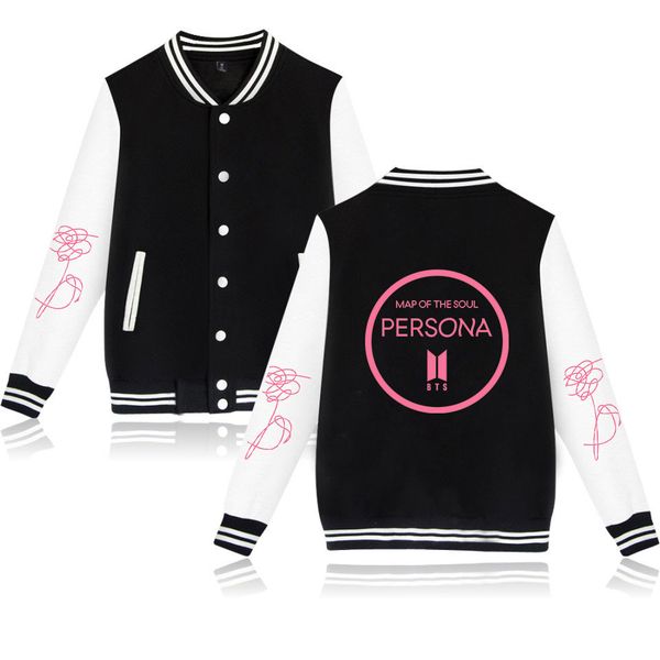 

the bts of map soul persona long sleeves plus velvet baseball clothes, Black;red