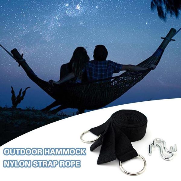 

200kg outdoor hammock tied rope essential camping hiking belt hammock strap with buckle rope metal hanging load bind k7s1