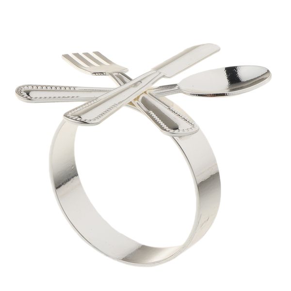 

fork spoon knives design napkin ring holder serviette silver/gold