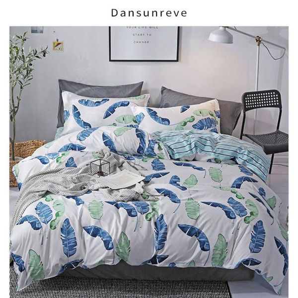 

dansunreve 3 / 4шт комплект постельных принадлежностей синий лист фрукты цветочный узор пододеяльник удобный плоский лист 48x74cm наволочка