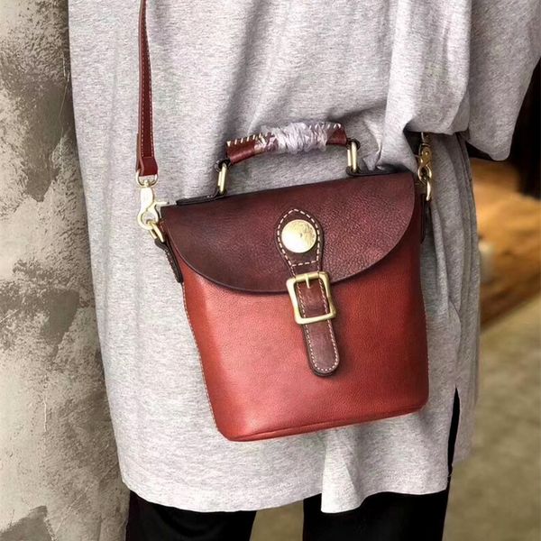 

small vintage 100% genuine leather crossbody bag for femal cowhide retro one shoulder brown green black messenger bag