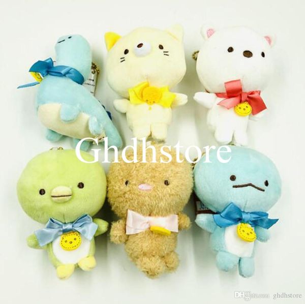 

new 6 styles 4" 10cm human form sumikko plush doll anime collectible keychains pendants party gifts stuffed soft toys