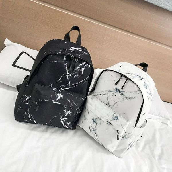 

fashion teenager backpack boys girls marble stone print backpack rucksack canvas shoulder school backpack mochila feminina