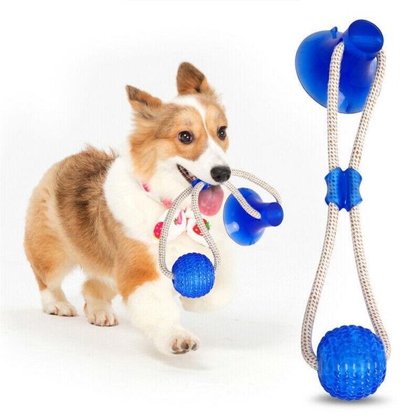 

pet molar bite toy multifunction dog biting toys rubber chew ball cleaning teeth safe elasticity soft dental care suction cup yth1480