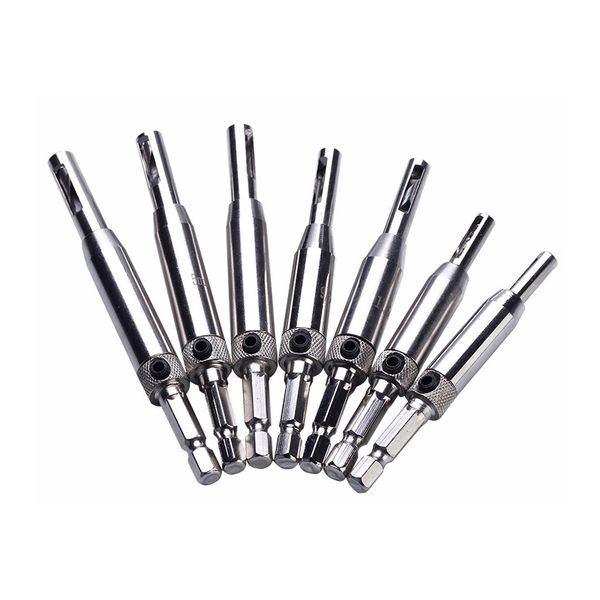 

4/7pcs hss self centering hinge drill bit sets hole puncher hinge tapper door cabinet woodworking hole guides hardware