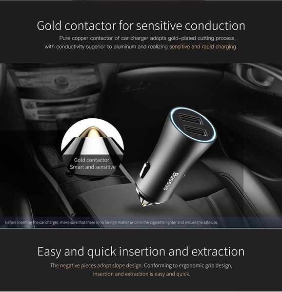

baseus dual usb car charger for iphone 11 samsung mobile phone charger car cigar lighter tablet gps travel adapter phone charger