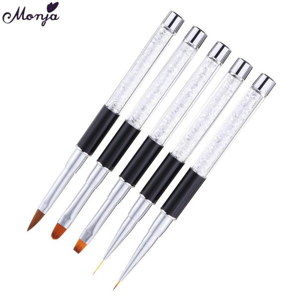 

monja 5 styles nail art poly uv gel extension builder acrylic liquid powder brush lines stripe liner drawing pen manicure tool, Yellow