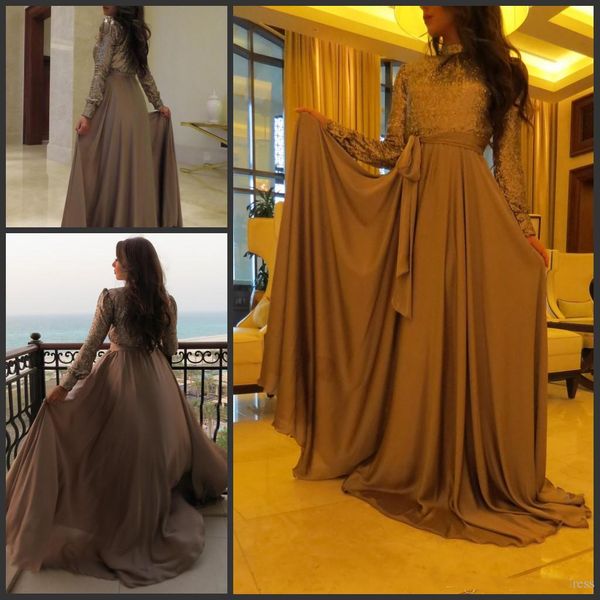 

Gorgeous Muslim Women Celebrity Evening Dresses 2019 Sequin Top Sequin Abaya In Dubai Arabic Kaftan Long Evening Gowns With Long Sleeves