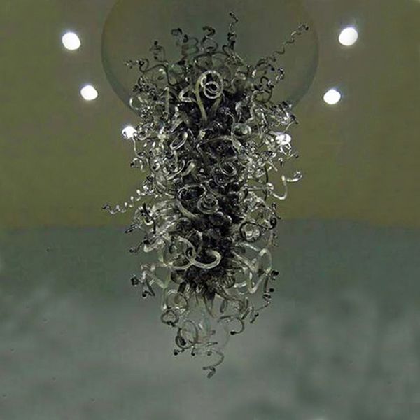 Schwarze Kristall-Kronleuchter-Lampen, antikes Muranoglas, LED-Licht, moderne Esszimmer-Kronleuchter