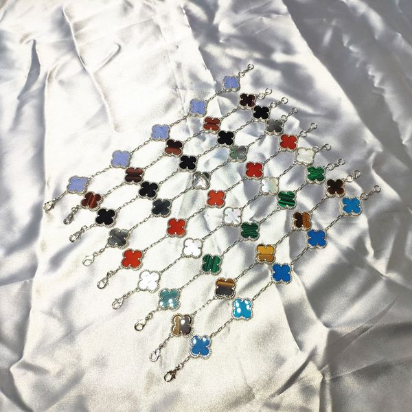 

boho five clover five flower bracelet fashion wild temperament for women silver color simple luxurious bracelet goddess wedding gift jewelry, Black