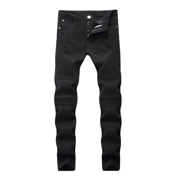

mens zipper hole designer jeans button fashion fly summer spring homme clothing straight pencil casual apparel, Blue