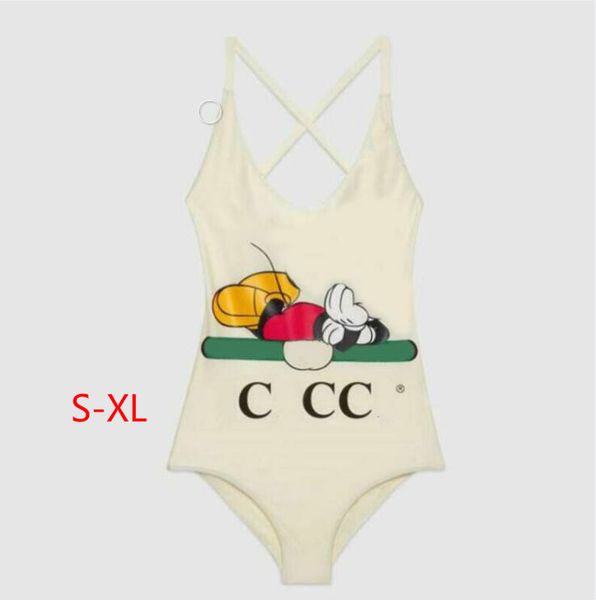 

20ss summer swimwear made in italy one-piece bikini for women swimsuit cartoon printed beach backless bathing suits s-xl zwn203102, White;black