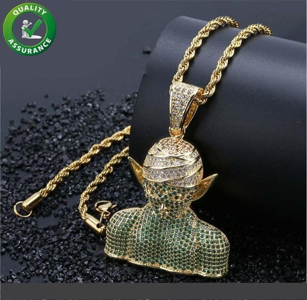 

iced out pendant hip hop jewelry mens gold chain designer necklace cartoon pendant micro paved cz diamond stone luxury fashion accessories, Silver