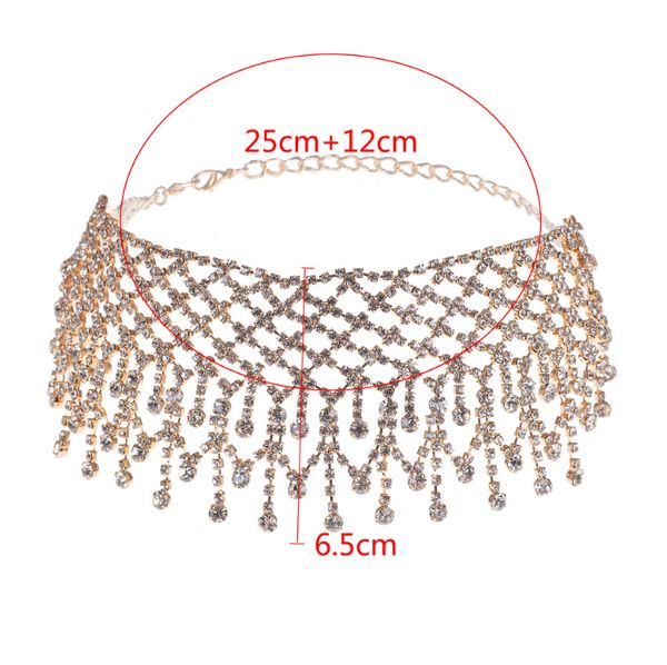 

fashion- big rhinestone choker necklace 2017 bib statement necklace crystal water drop chunky collar maxi jewelry wedding accessories, Golden;silver