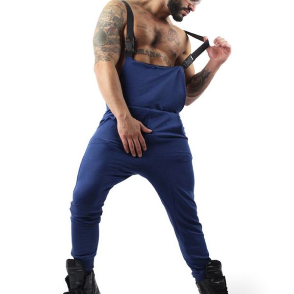 

streetwear casual male suspender pants spring mens pockets solid overall jumpsuit slim sweatpant hip hop trousers fashion pants, Black