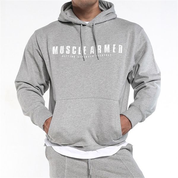 

2019 brand autumn winter running gym hoodies men letter print pullover sweatshirts streetwear male fashion hoodies, Black
