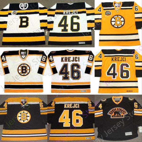 

Custom DAVID KREJCI Boston Bruins 1992 CCM Vintage Throwback Home Hockey Jersey
