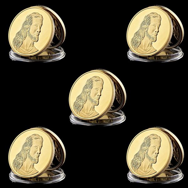 

5pcs Italian Renaissance Da Vinci Last Supper Jesus Christian 1oz Gold Plated Commemorative Coin Collection