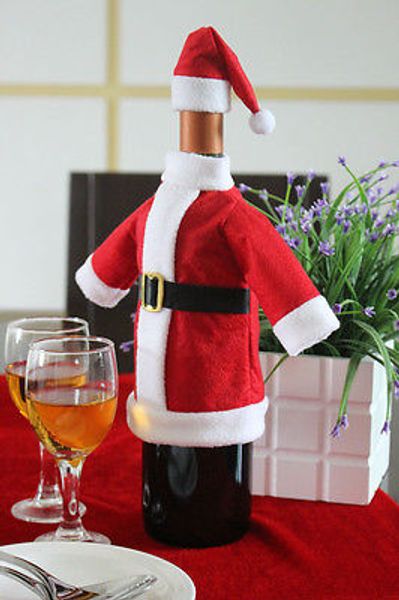 

christmas santa suit hat wine bottle wrap cover er pouch bag decoration new