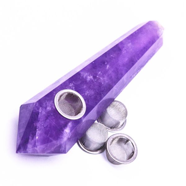 

natural dream amethyst кристаллическая курительная трубка + 3 стрейнер кварцевый камень исцеляющая палочка c19021601, Black