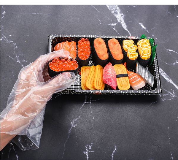 

transparent disposable gloves plastic catering salons hand protective plastic gloves pe film 100pcs home l food plastic disposable glove