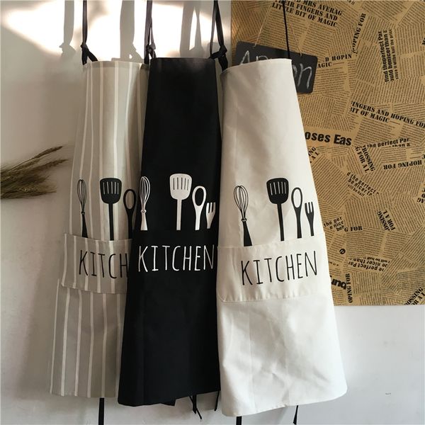 

3 colors bbq cotton sleeveless aprons household cooking kitchen clean cotton clothes male and female corset overalls