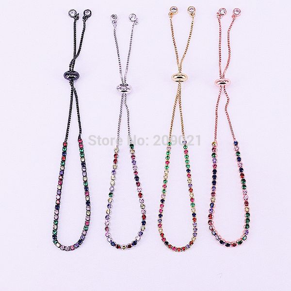

10pcs fashion charm pave cz zircon adjustable chain bracelet for women girl bracelets jewelry findings making j190703, Golden;silver