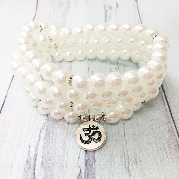 MG0472 Yeni Gelenler Tasarım 108 Mala Bilezik Denge Kalp Çakra Kadınlar için Yoga Kolye Ohm Lotus Charm Bilezik