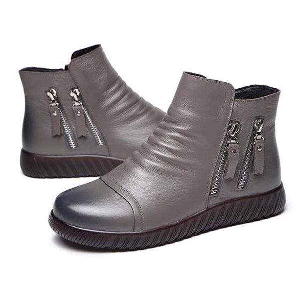 

new girls leather boots boys shoes woman leather snow boots short autumn winter ankle fashion shoe09 p02, Black