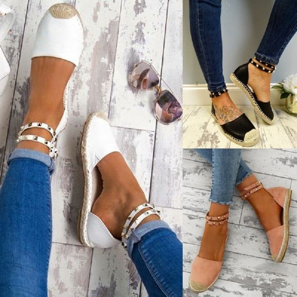 

2019 spring and summer new platform grass side rivet large size sandals women's fashion flat fisherman large size sandals, Black