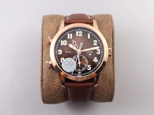 

the time zone feature ref.5524 calatrava aviator travel time watch series 9015 has been adapted from the original 324sc fus movement, Slivery;brown