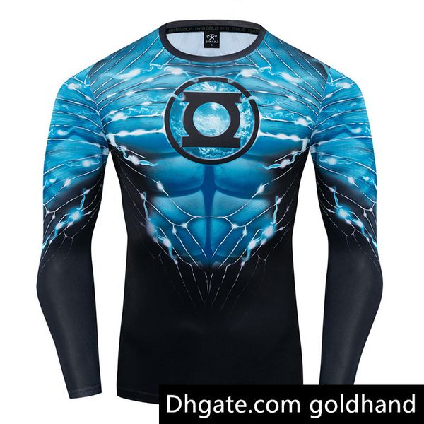 

Green Lantern/Spiderman 3D Print t shirts Men Compression fitness shirts Superhero Tops long Sleeve Fitness T-shirts
