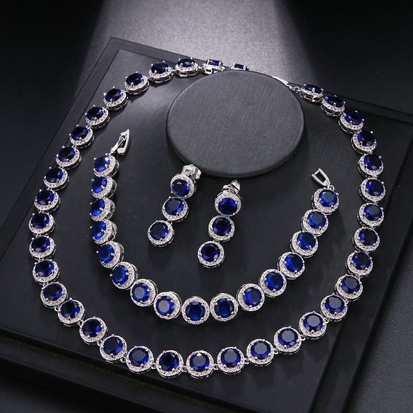 

luxury circular set necklace earring bracelets 925 sterling silver necklace 42cm earring 3cm bracelets 18cm ehbk-040, Slivery;golden