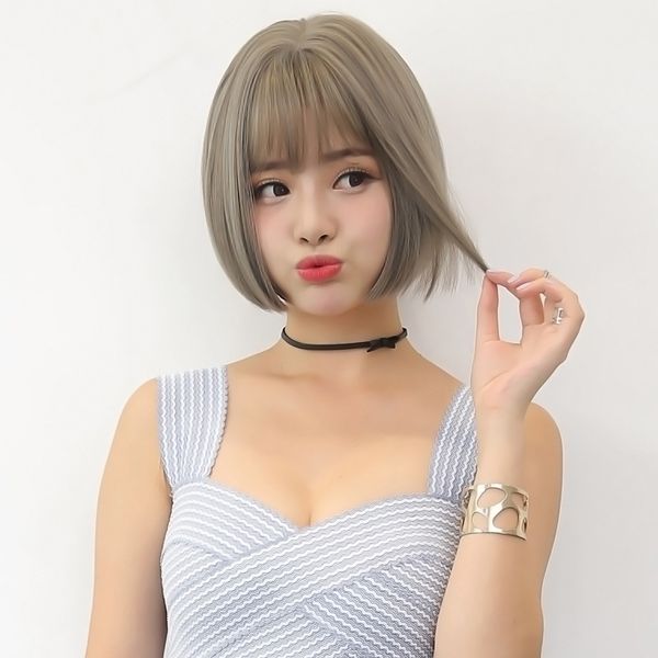 Wig Female Short Hair Handsome Fashion Korean Bobo Head Naturally Forced Vacuum Bangs Straight Hair In The Pear Head Cover Uk 2019 From Hhh388 Gbp