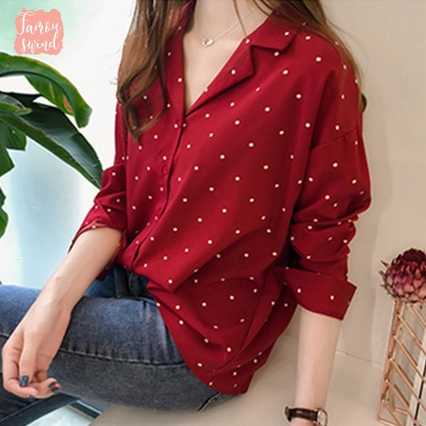 

шифон повседневный блузы польки повседневная рубашка женщины top v шеи длинные рукава drop доставка хорошее качество, White