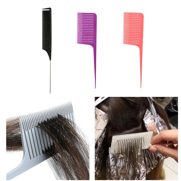 

3-piece abs one-way weave highlighting foiling hair comb dyeing combs brush, Silver
