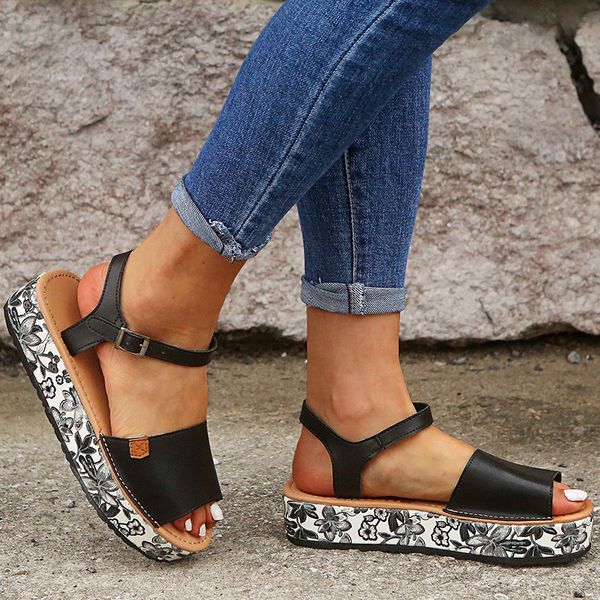 

adisputent summer wedges espadrilles women sandals open toe sandals fashion leopard women casual lace up platform, Black