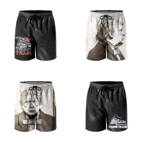 

mens swim trunks trump 2020 retro face athletic shorts quick dry board summer swimwear american flag train all aboard the train greatest